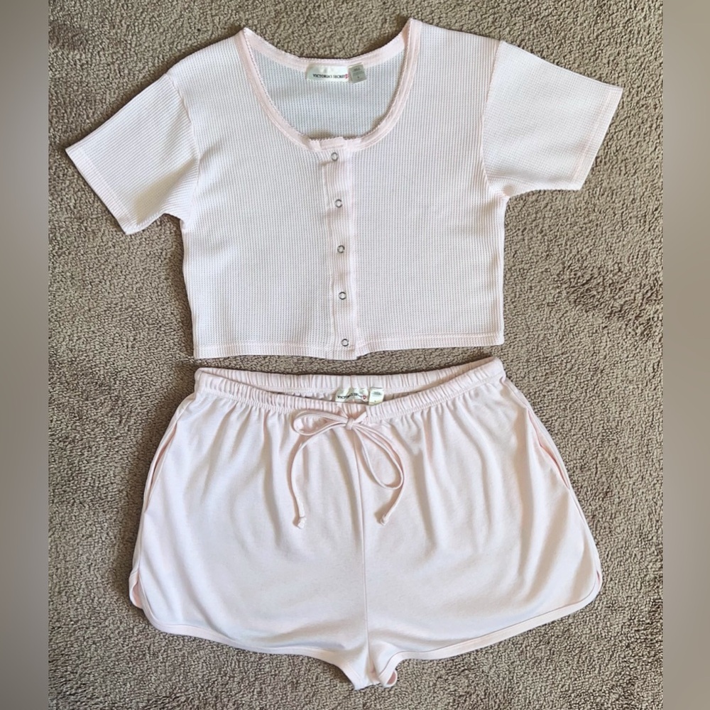 Vintage/Y2K Victoria’s Secret Pajama Set- Baby Pink Sz: Large